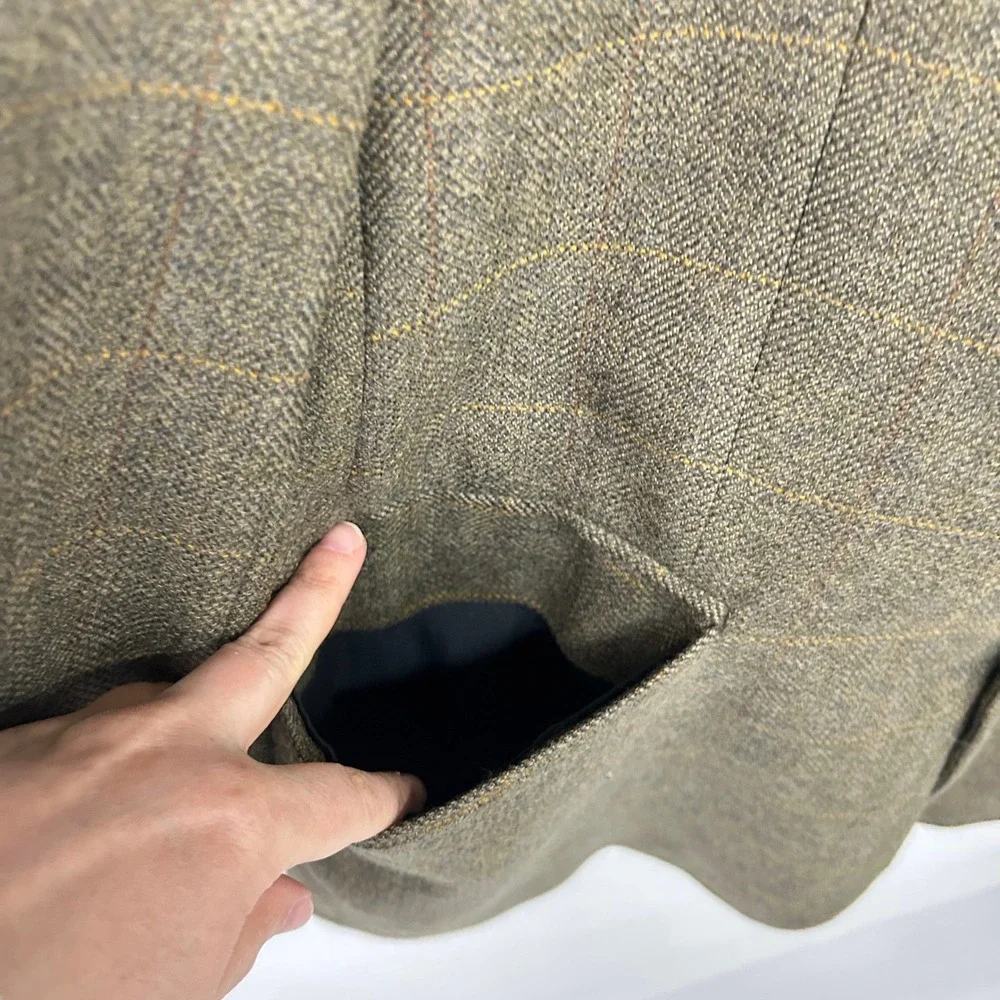Chaps Ralph Lauren Wool Windowpane Blazer 42 Tall Brown Dark Academia Professor‎
